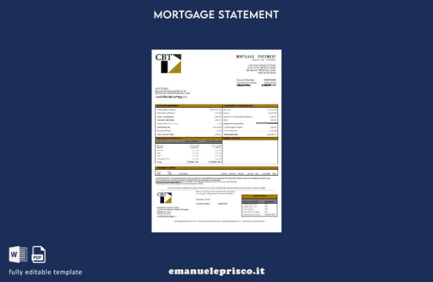 modello di estratto conto del mutuo bancario della Banca Commerciale del Ciad in